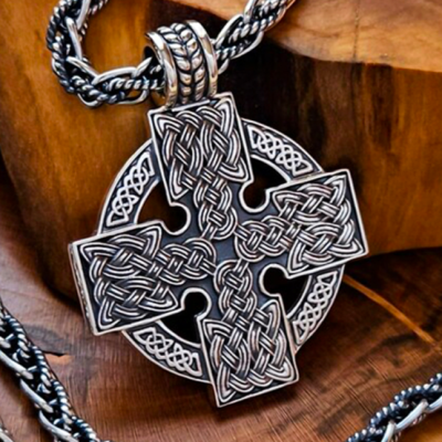 Handmade Sterling Silver Celtic Cross Pendant. Artisan Norse Jewelry.