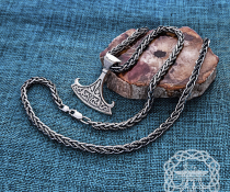 Sterling Silver Perun Replica Pendant. Norse Viking Axe Necklace.