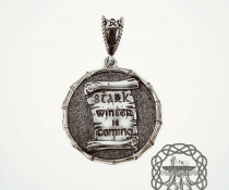 House Stark Pendant, Winter is Coming, Direwolf Pendant, Game of Thrones Pendant, Winterfell.