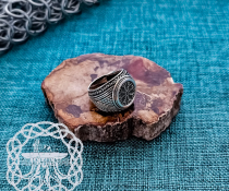 Sterling Silver Helm of Awe Ring. Artisan Handmade Viking Design.