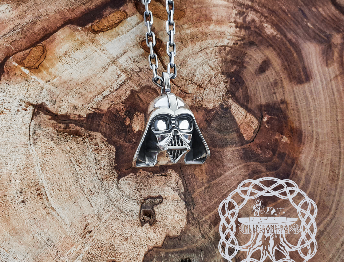 Handmade Sterling Silver Darth Vader Pendant. Star Wars Jewelry.