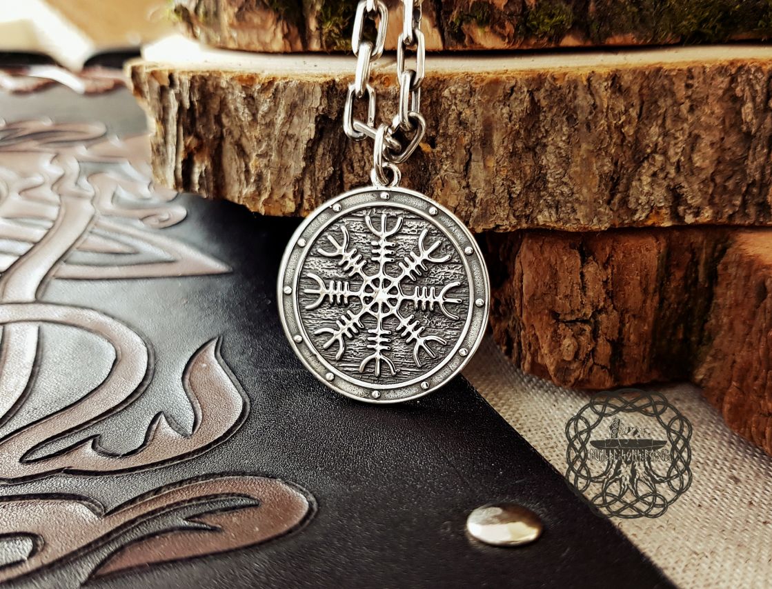 Handmade Sterling Silver Helm of Awe Pendant. Viking Norse Jewelry.