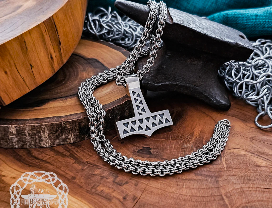 Handmade Sterling Silver Viking Chain. Norse Replica Necklace.