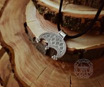Handmade Sterling Silver Viking Lunula Pendant. Norse Amulet Necklace.