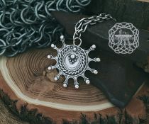 Handmade Sterling Silver Viking Lunula Pendant. Norse Jewelry Necklace.