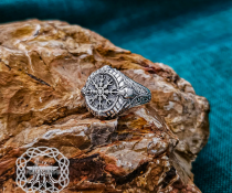 Sterling Silver Viking Helm of Awe Ring. Handmade Skull Design.