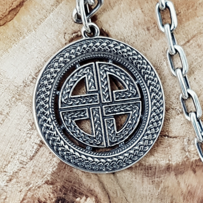 Handmade Sterling Silver Viking Shield Knot Pendant Necklace