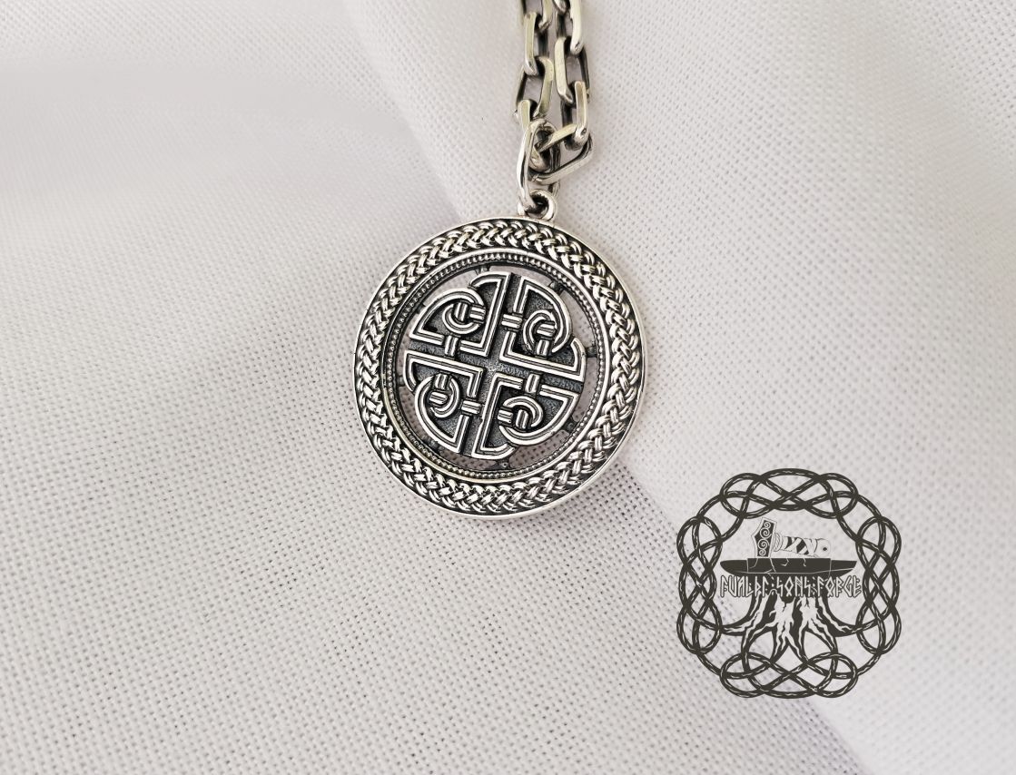 Handmade Sterling Silver Celtic Shield Knot Pendant. Norse Viking Jewelry.