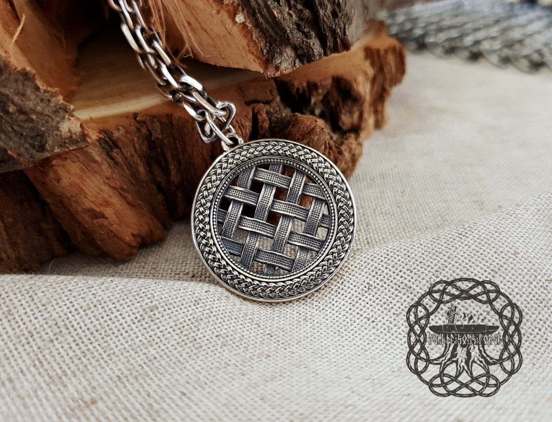 Handmade Sterling Silver Sown Field Pendant. Slavic Pagan Necklace.