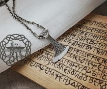 Sterling Silver Norse Pendant. Viking Axe Jewelry.