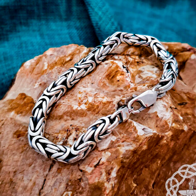 Sterling Silver Byzantine Viking Bracelet. Handcrafted Norse Jewelry.