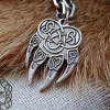 Wolf Paw Pendant Necklace. Handmade Sterling Silver Norse Viking Jewelry.