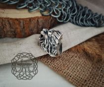 Handcrafted Sterling Silver Lion Ring. Biker Animal Jewelry.