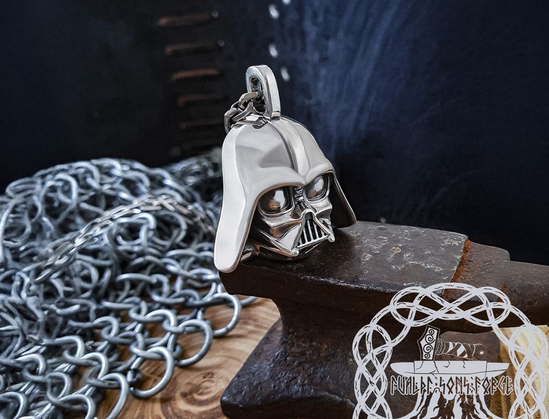 Handmade Sterling Silver Darth Vader Pendant. Star Wars Jewelry.