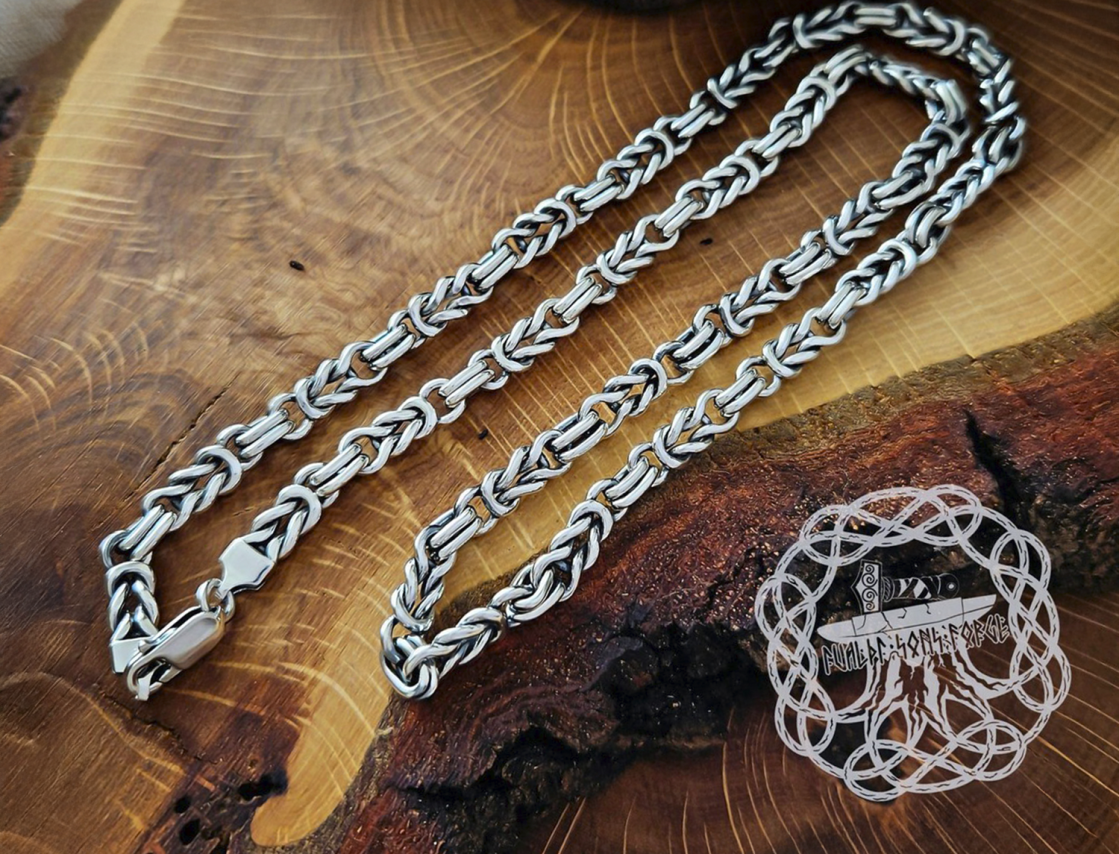 Sterling Silver Celtic Chain. Handmade Norse Jewelry Necklace.