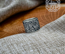 Mammen Style Sterling Silver Viking Ring. Cammin Casket Design.