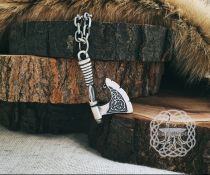 Handmade Sterling Silver Viking Axe Pendant. Norse Battle Axe Necklace.