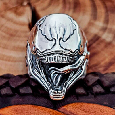 Handmade Sterling Silver Venom Ring. Superhero Cosplay Jewelry.