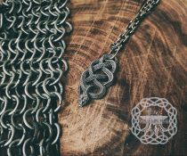 Handmade Sterling Silver Viper School Medallion. Witcher Snake Pendant.