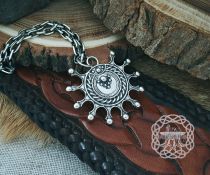 Handmade Sterling Silver Viking Lunula Pendant. Norse Jewelry Necklace.