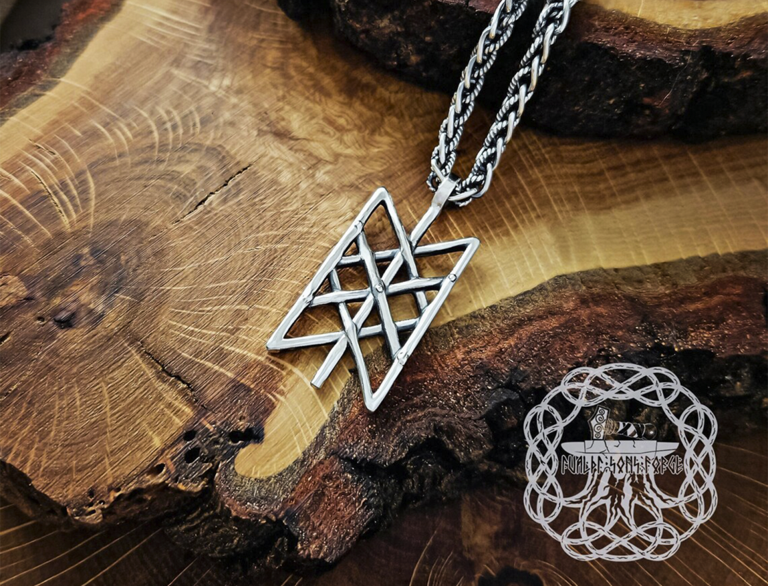 Handmade Sterling Silver Web of Wyrd Pendant. Viking Rune Necklace.