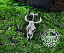 Handmade Sterling Silver Bull Skull Pendant. Detailed Animal Design.