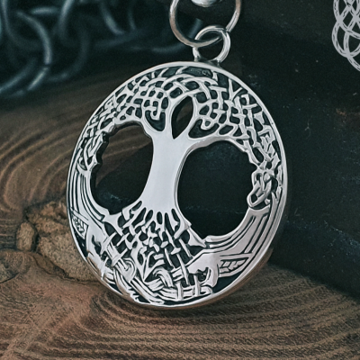 Handmade Sterling Silver Yggdrasil Pendant. Norse Viking Tree of Life Necklace.