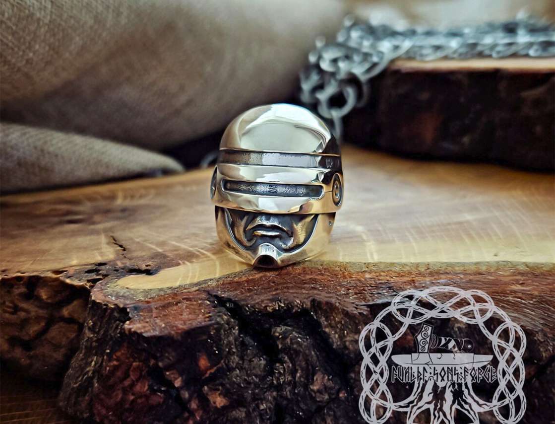 Robocop Sterling Silver Ring. Handmade Heroic Design.