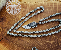 Handmade Sterling Silver Wing Necklace. Eagle Feather Pendant.
