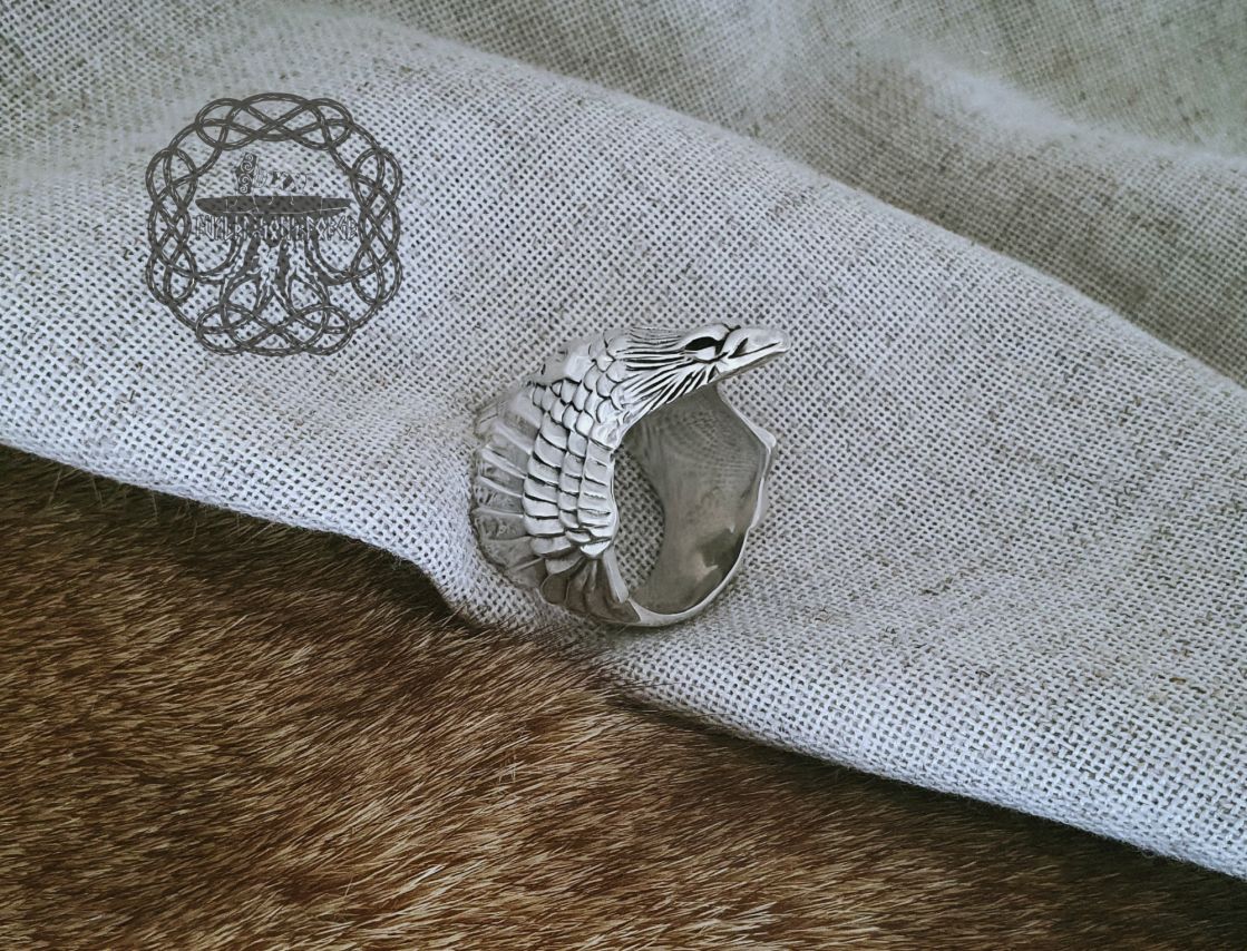 Handmade Sterling Silver Raven Ring. Norse Viking Animal Design.