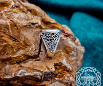 Sterling Silver Helm of Awe Ring. Artisan Viking Jewelry.