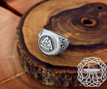 Sterling Silver Valknut Ring. Artisan Viking Jewelry.