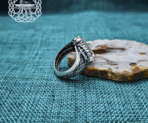 Sterling Silver Viking Helm of Awe Ring. Handmade Skull Design.