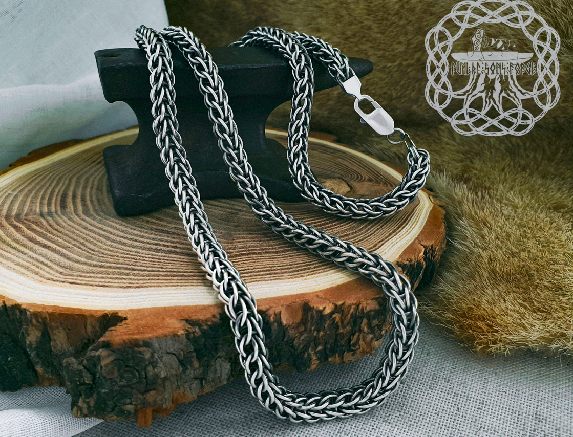 Handmade Sterling Silver Viking Chain Necklace