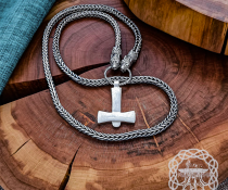 Authentic sterling silver wolfs head viking chain. Handmade norse necklace.