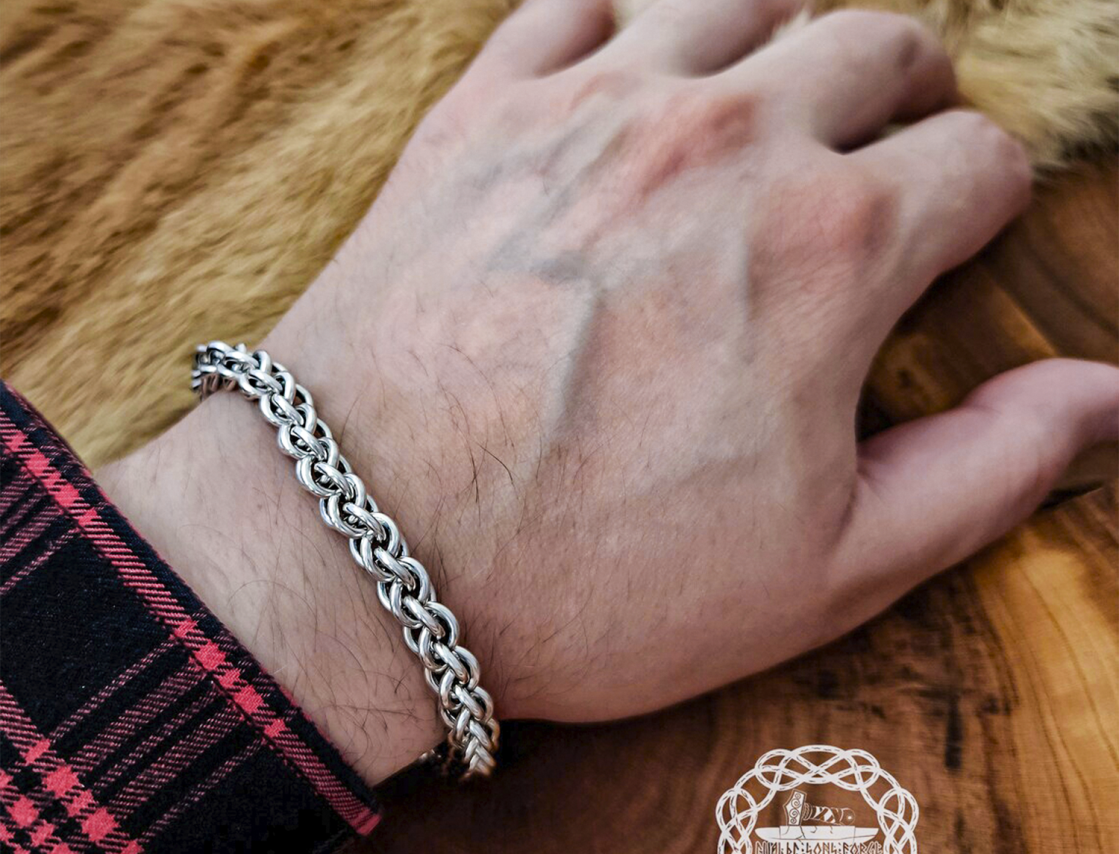 Sterling Silver Viking Bracelet. Handmade Norse Mythology Jewelry Gift.