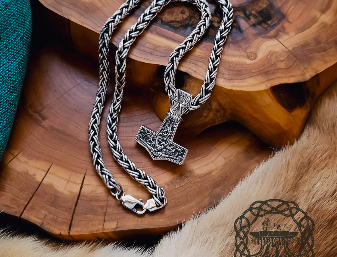 Sterling Silver Viking Chain. Authentic Handmade Norse Jewelry Necklace.