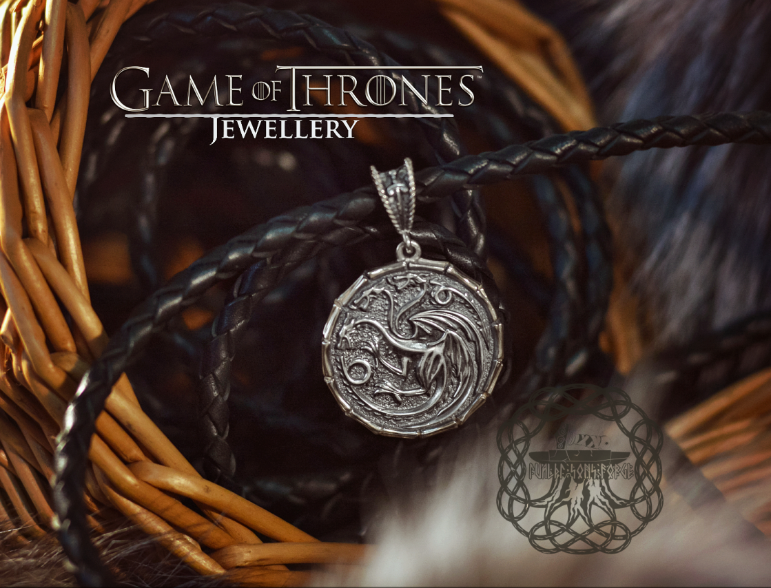 House Targaryen Pendant, Game of Thrones Pendant, Daenerys Targaryen Necklace, Sterling Silver Pendant, Dragon Necklace