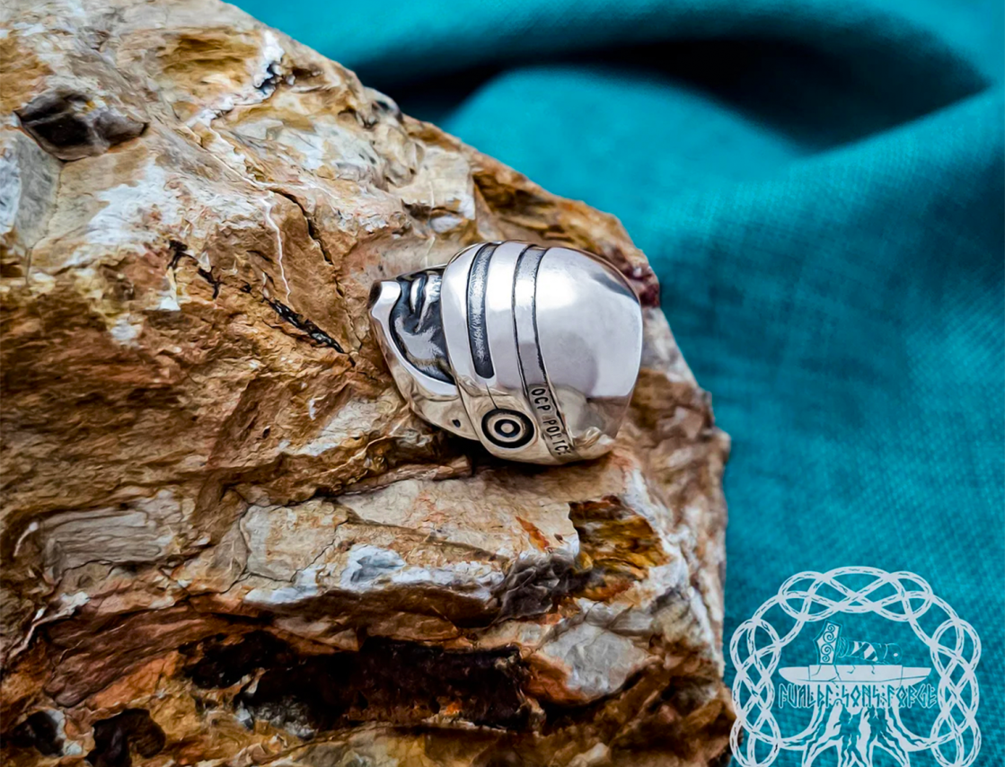 Robocop Sterling Silver Ring. Handmade Heroic Design.