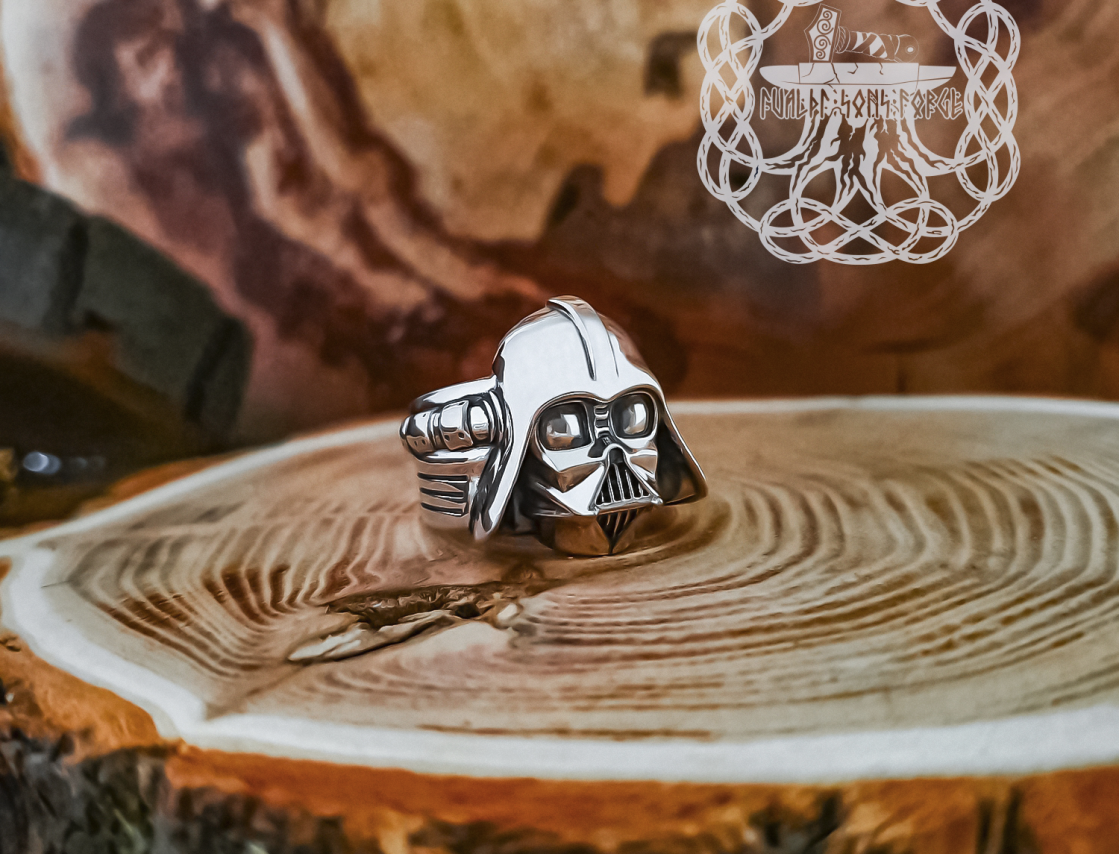 Handmade Sterling Silver Darth Vader Ring. Star Wars Jewelry.