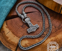 Authentic sterling silver wolfs head filigree viking chain. Handmade norse necklace.