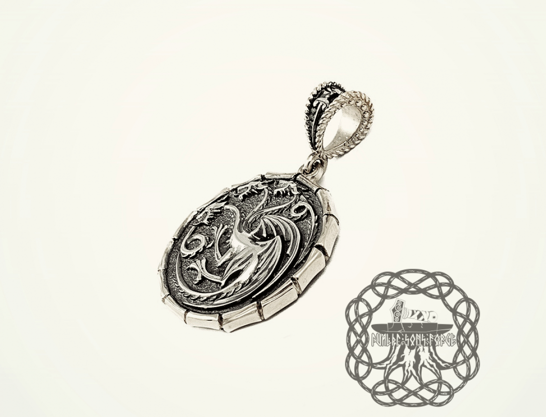 House Targaryen Pendant, Game of Thrones Pendant, Daenerys Targaryen Necklace, Sterling Silver Pendant, Dragon Necklace