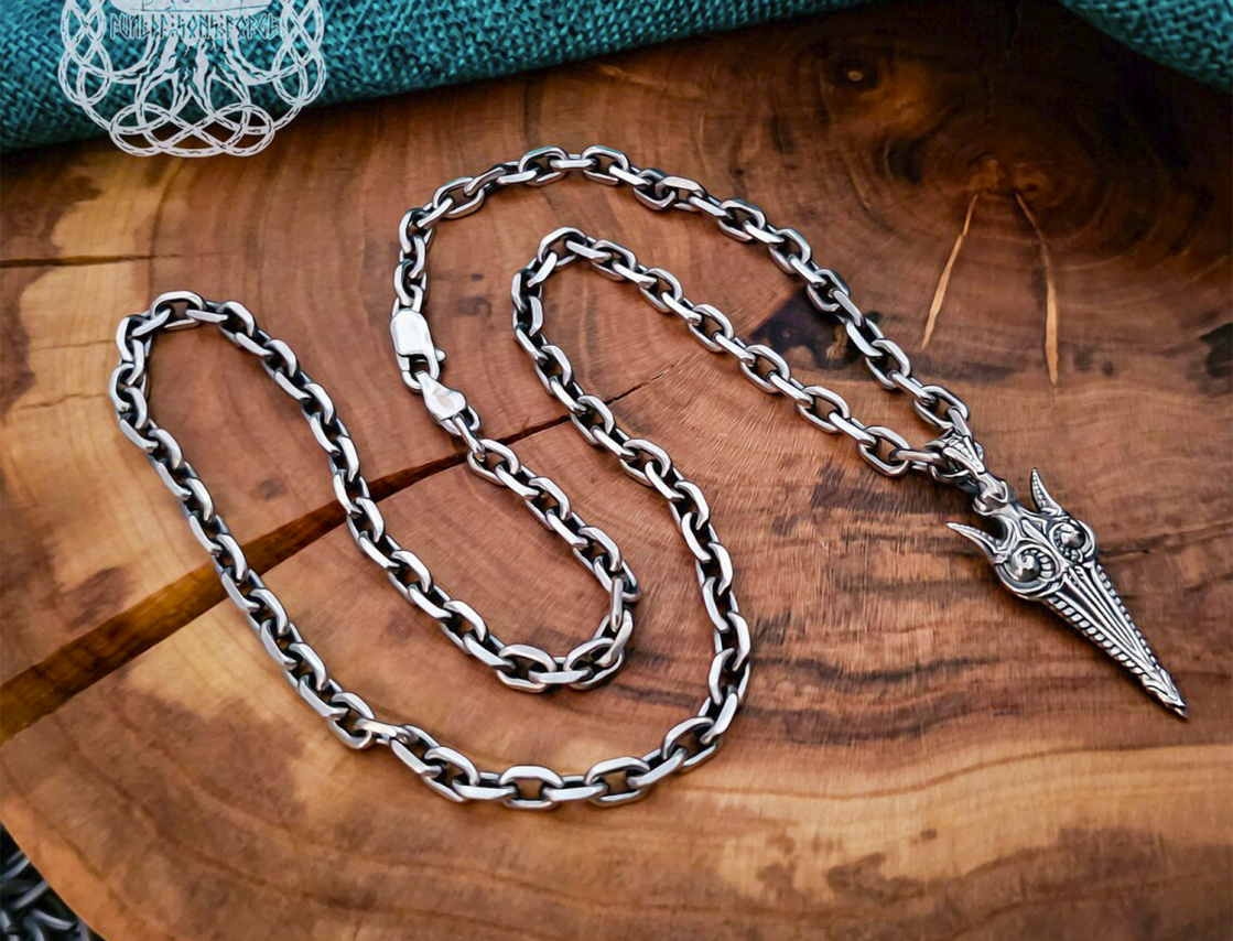 Sterling Silver Gungnir Spear Necklace. Handmade Viking Pendant.