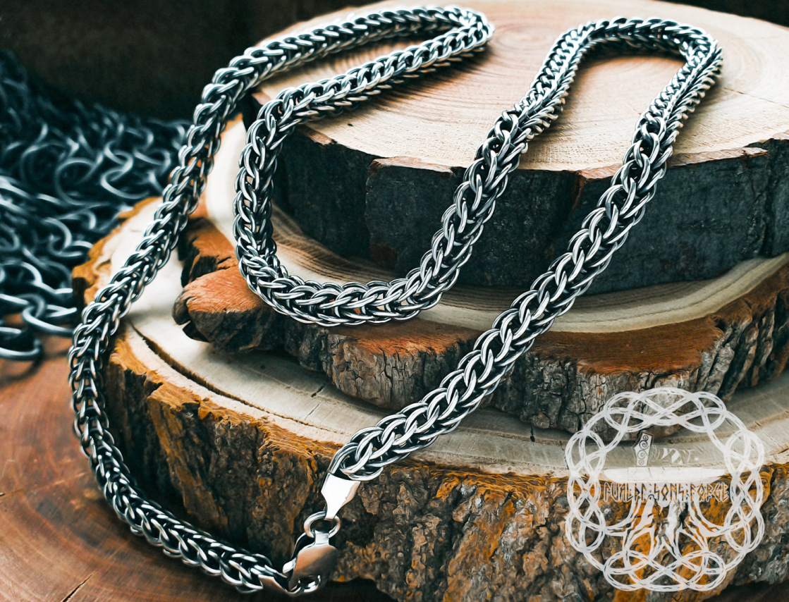 Handmade Sterling Silver Viking Chain Necklace
