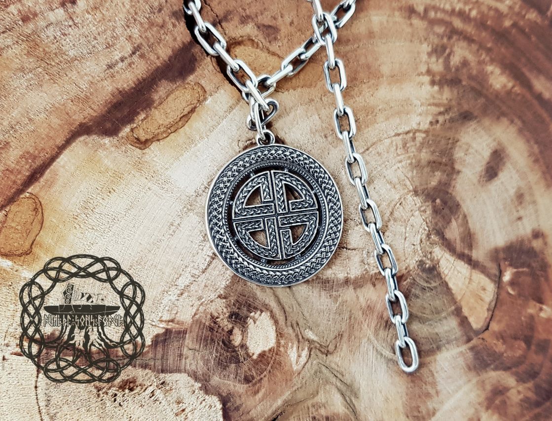 Handmade Sterling Silver Viking Shield Knot Pendant Necklace