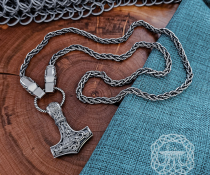 Sterling Silver Wolf Head Filigree Viking Chain. Gotland Replica Necklace.