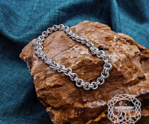 Sterling Silver Viking Bracelet. Handmade Double-Link Design.