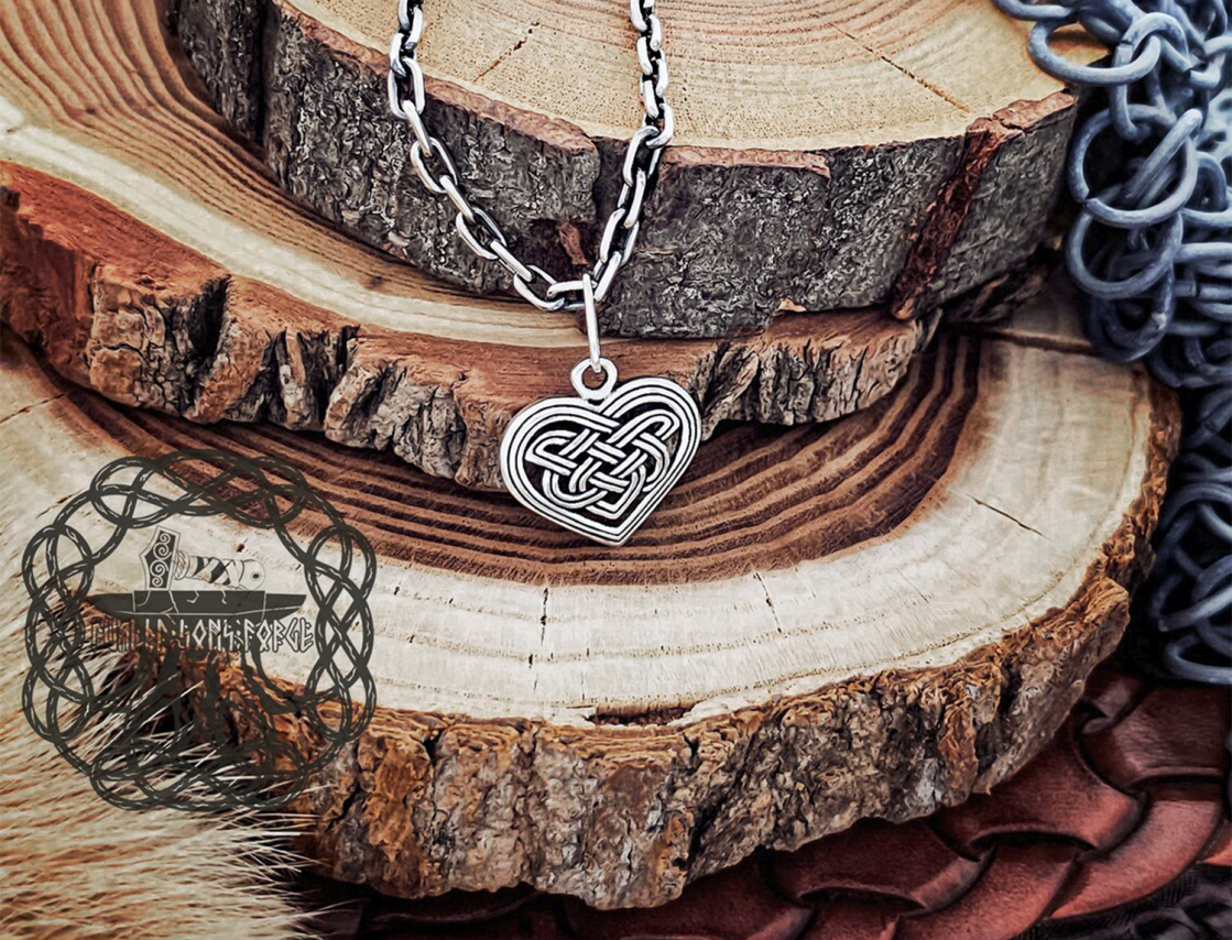 Sterling Silver Celtic Knot Heart Necklace. Womens Pendant Jewelry.
