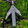 Handmade Sterling Silver Tiwaz Rune Pendant. Viking Raven Norse Necklace.