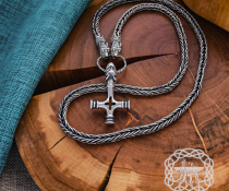 Authentic sterling silver wolfs head filigree viking chain. Handmade norse necklace.